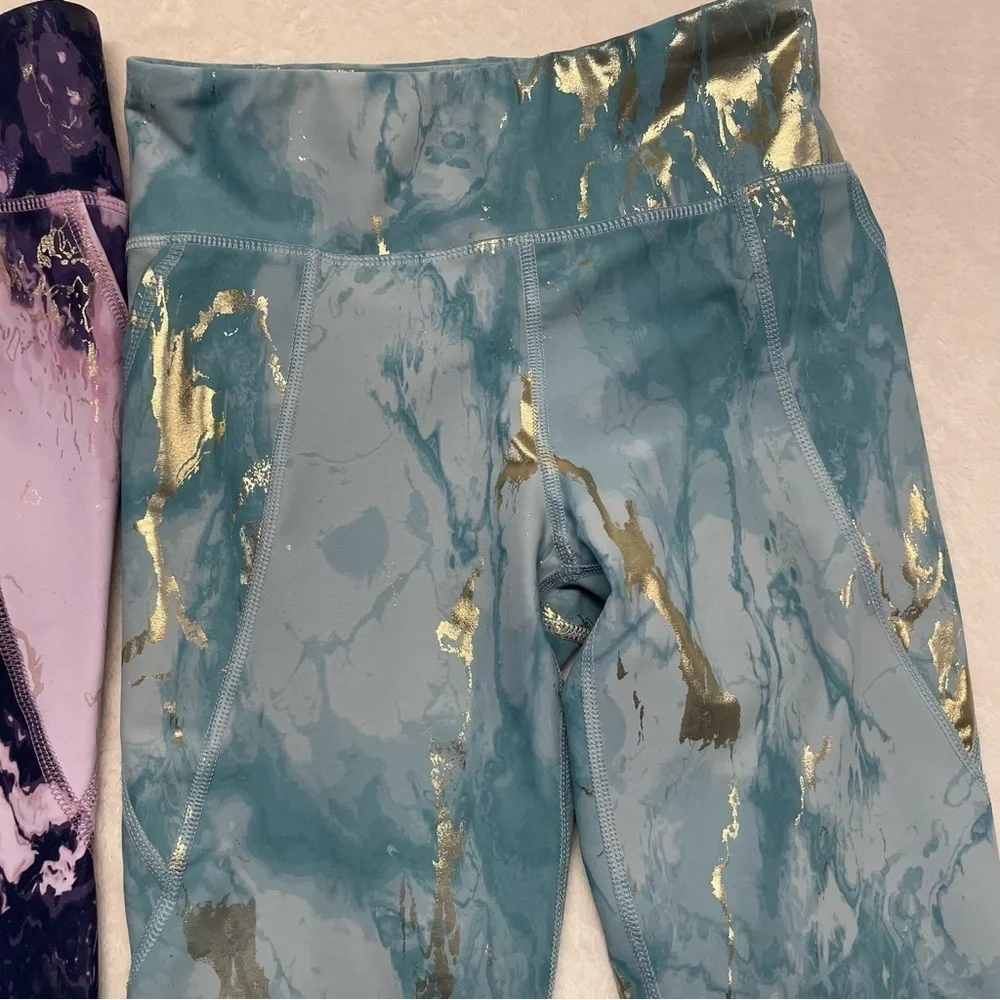 Old Navy girls activewear leggings purple and teal size large 10/12